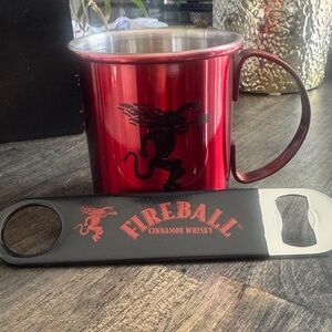 Red Mug and Bottle Opener Set
